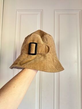 Xhilaration Tan Corduroy Bucket Hat with Black Buckle